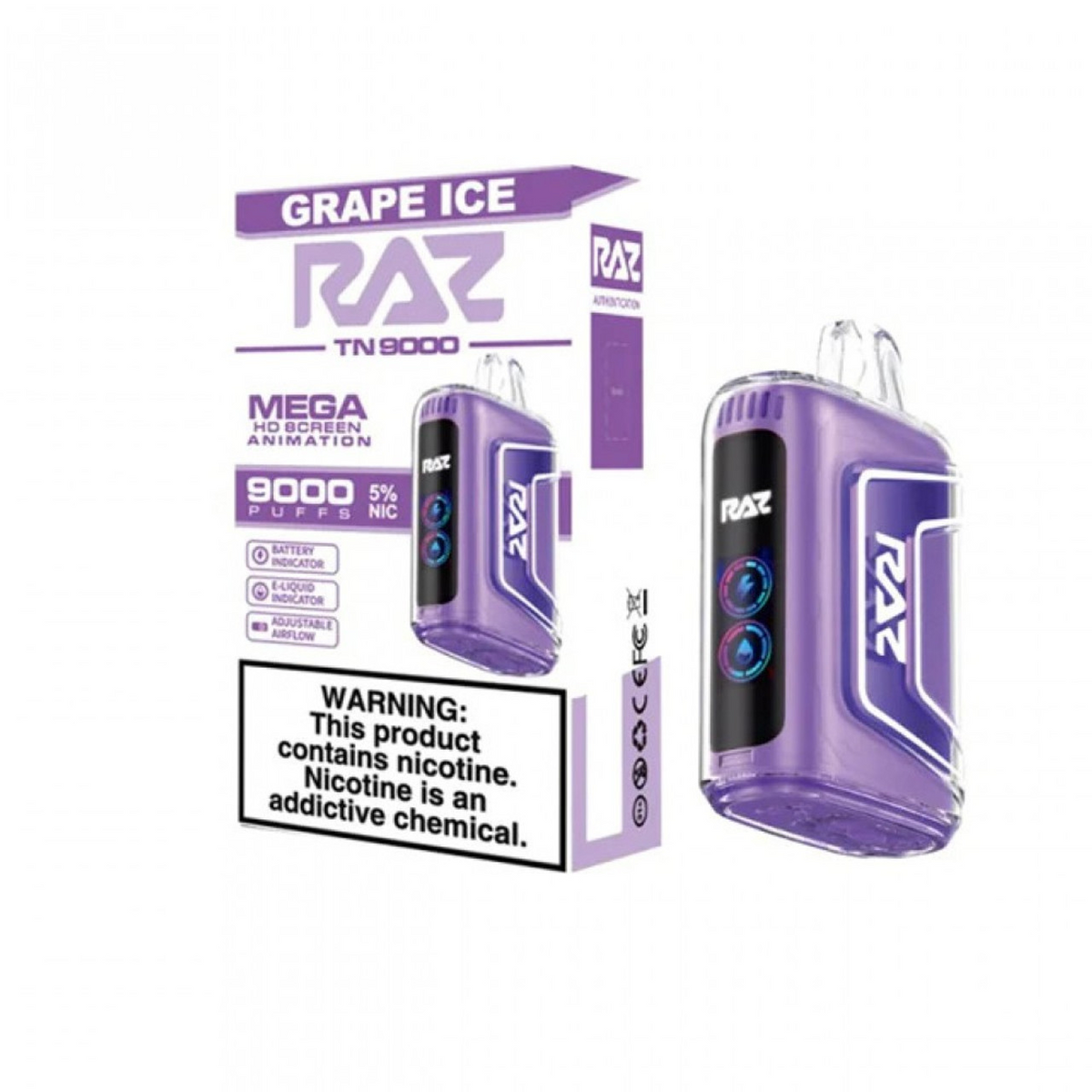 RAZ VAPE Grape Ice 9000 - Refreshing Flavor and Smooth Hits